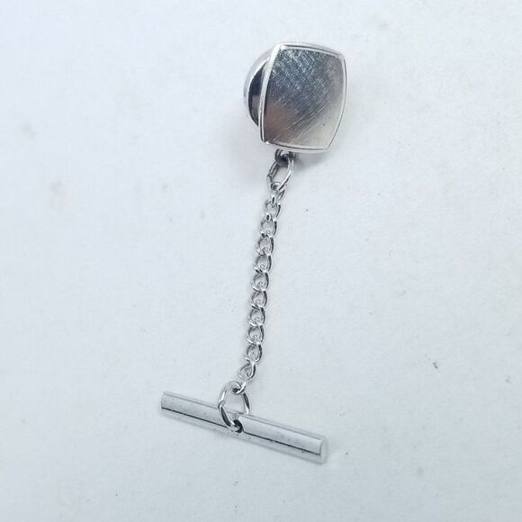 Vintage Set of 2 Silver Tone Tie Tack Pins, Swank, Square Shape, Estate - Picture 3 of 9